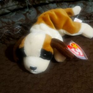 Bernie tan and cream puppy dog Ty Beanie